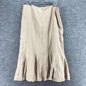 Jessica London Skirt Women 16 Beige Maxi Long Lined Zipper Linen Mid Rise Casual